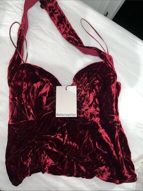 Reformation Lola Velvet Top